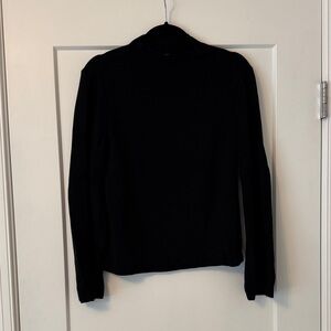 Halogen Funnel Neck Cotton Blend Black Turtleneck Sweater